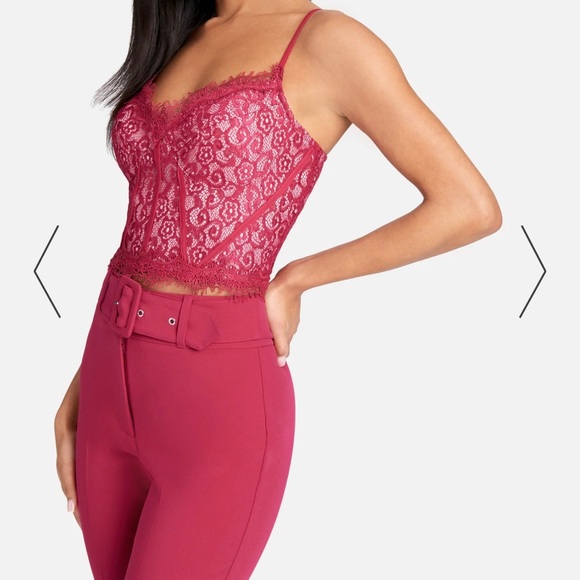 Bebe 2 COLOR SCALLOP CORDED LACE BUSTIER size 8 - Picture 3 of 7